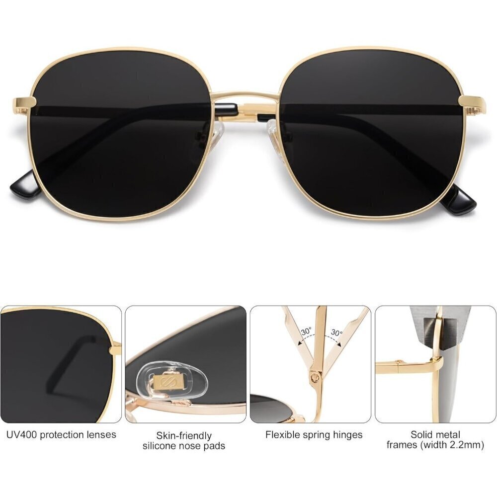 🆕Sojos Sunglasses Women Gold Classic Trendy Square Cute Frame Shades Eyewear - Picture 3 of 5